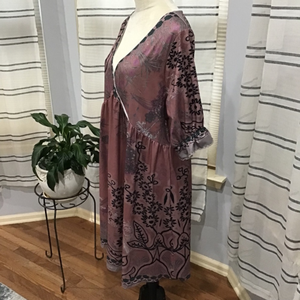 Pink Daisy Women’s Size 1X Plus (14/16) V Neck 3/4 Ruffle Sleeve Dress Fairy - Picture 5 of 12